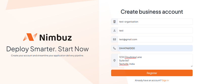 Business Signup Button